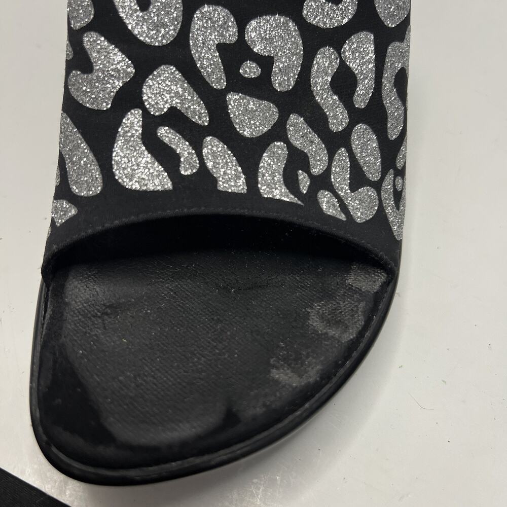 Onex Women's Wedge Sandals Black Sparkly Silver Animal Print Wedge Size 7 (37) - Picture 13 of 13